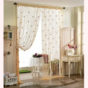 Golden (সোনালী) String Curtain with Hanging Rose Tassels